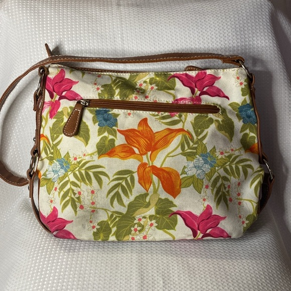 Stone Mountain Floral Canvas and Faux Leather Shoulder Bag EUC - Picture 4 of 10